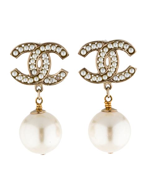 chanel drop pearl earrings|chanel earrings original.